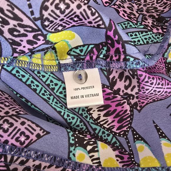 ZOA New York Leaf Shirt Dress Size XS Floral Purple Tropical Beachy Vacation - Picture 10 of 12